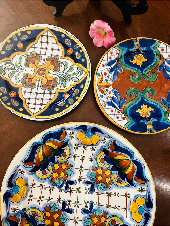 Maxcera Terra Bella Plates Other - Maxcera Terra Bella Plates Lot 3: Hand-Painted Tuscan Talavera 1 Dinner 2 Salad